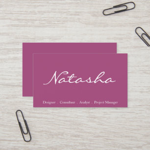 Elegant Plum and White Script Font Business Card