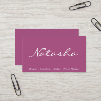 Elegant Plum and White Script Font Business Card