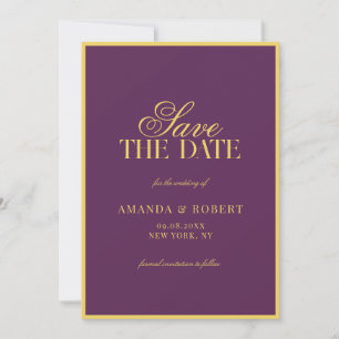 Elegant Plum and Yellow Old Money Wedding Save The Date