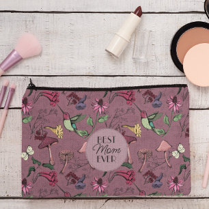 Elegant Plum Best Mum Ever Photo Hummingbird Accessory Pouch