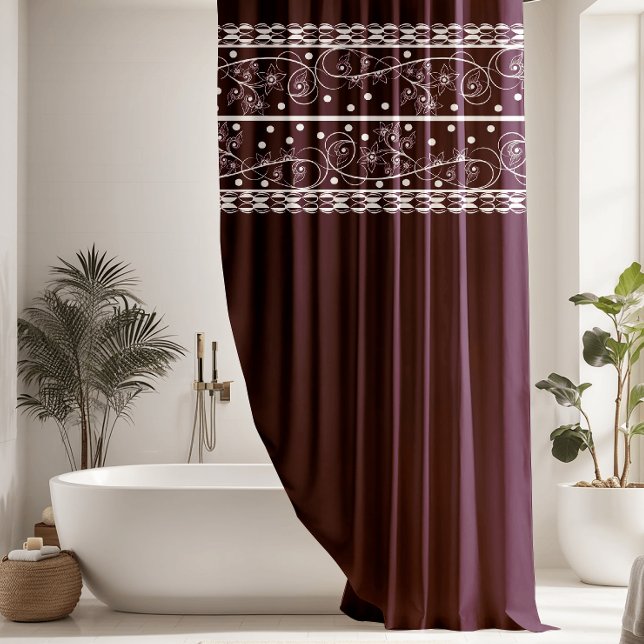 Elegant Plum Floral Lace Shower Curtain (Creator Uploaded)