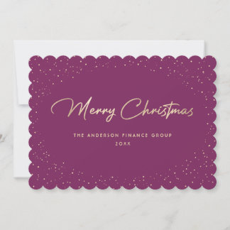 Elegant Plum Gold Business Christmas Card