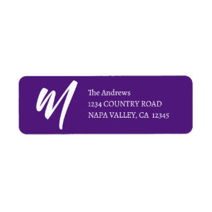 Elegant Plum Gold Script Monogram Return Address