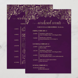 Elegant Plum & Gold Wedding Events & Timeline Programme