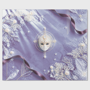 Elegant Plum Masquerade Christmas Wrapping Paper