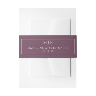 Elegant Plum Minimalist Rectangle Invitation Belly Band