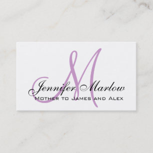 Elegant Plum Monogram Custom Mummy Calling Card