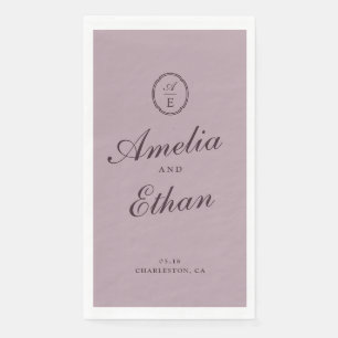 Elegant Plum Monogram Wedding Guest Towels Napkin