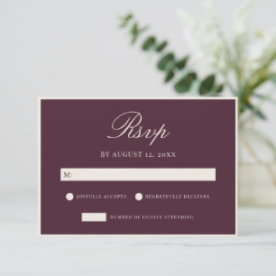 Elegant Plum Old Money Wedding RSVP Card