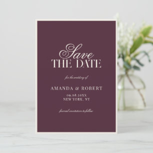 Elegant Plum Old Money Wedding Save The Date