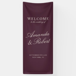 Elegant Plum Old Money Wedding Welcome Banner