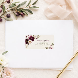 Elegant Plum Olive Botanical Wedding Address Label