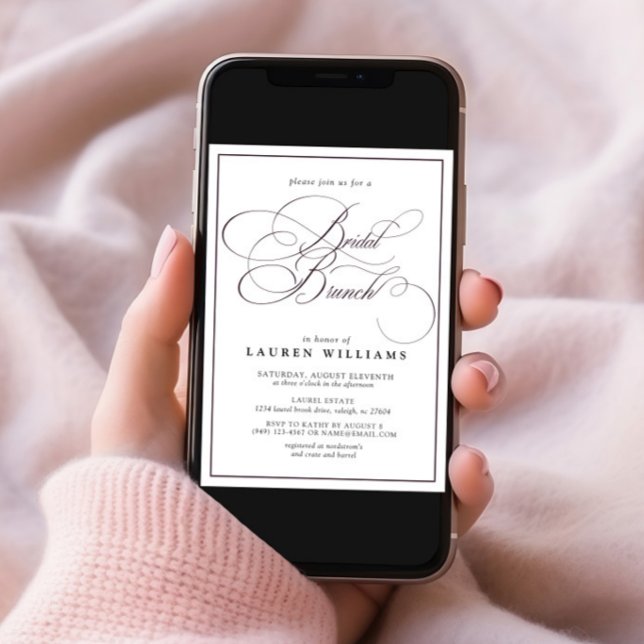 Elegant Plum Purple Calligraphy Bridal Brunch Invitation (Creator Uploaded)