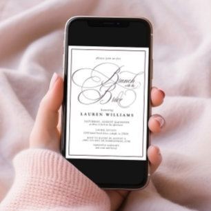 Elegant Plum Purple Calligraphy Brunch With Bride Invitation