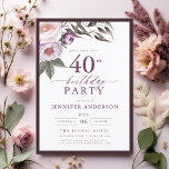 Elegant Plum Purple Floral Script 40th Birthday Invitation<br><div class="desc">Set the tone for a sophisticated celebration with an elegant plum purple floral script birthday invitation. Featuring rich plum tones and delicate floral accents, this design exudes a sense of luxury and refinement. The graceful script typography adds a personalised touch, perfect for a milestone birthday or formal event. Ideal for...</div>