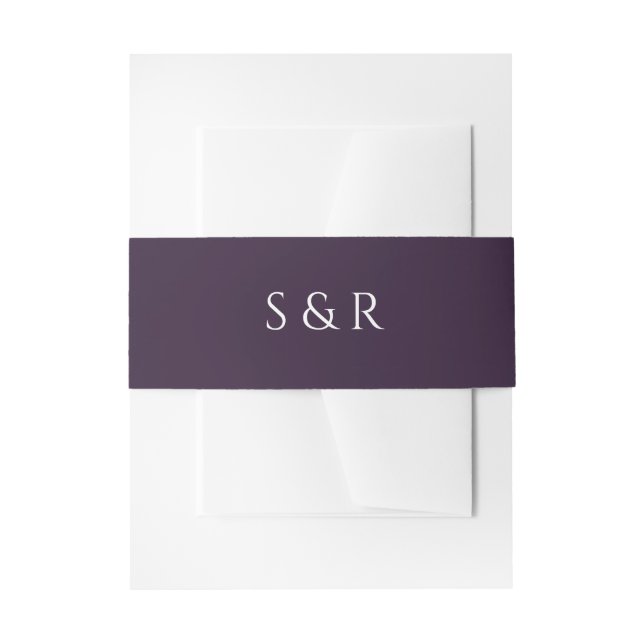 Elegant Plum Purple Monogram Invitation Belly Band (Front Example)