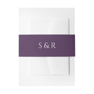 Elegant Plum Purple Monogram Invitation Belly Band