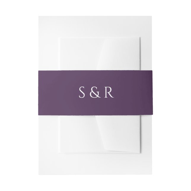 Elegant Plum Purple Monogram Invitation Belly Band (Front Example)
