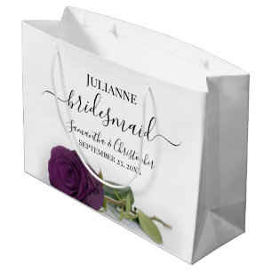 Elegant Plum Purple Rose Posh Bridesmaid Wedding Large Gift Bag