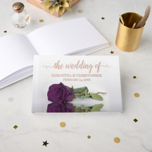 Elegant Plum Purple Rose Small Wedding Foil Guest Book