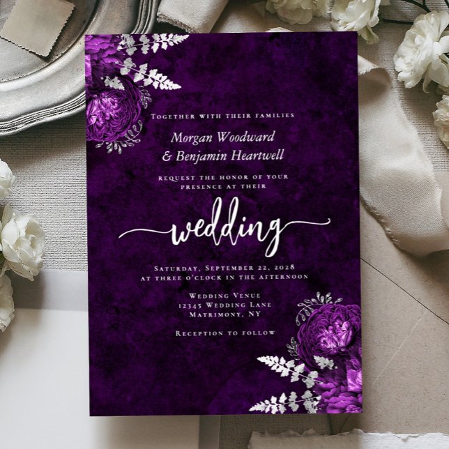 Elegant Plum Purple Silver Floral Wedding (Creator Uploaded)