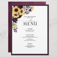Elegant Plum Purple Sunflower Watercolor Wedding