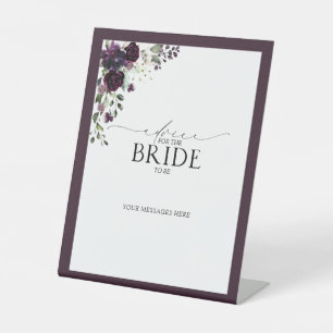 Elegant Plum Purple Watercolor Advice To The Bride Pedestal Sign