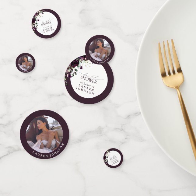 Elegant Plum Purple Watercolor Bridal Shower Confetti (Group)