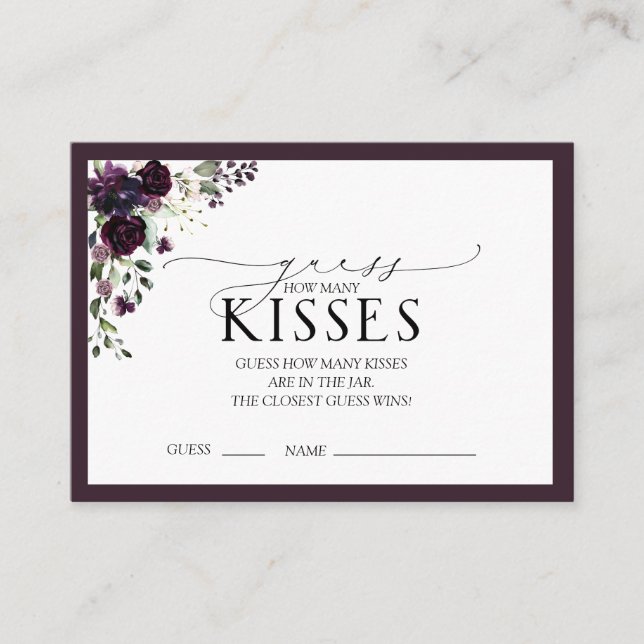 Elegant Plum Purple Watercolor Bridal Shower Game Enclosure Card (Front)