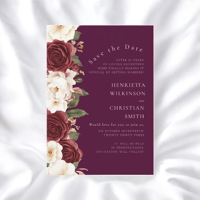 Elegant Plum Rose Wedding Announcement (Creator Uploaded)