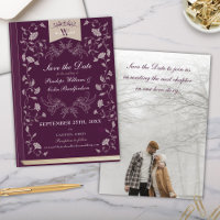 Elegant Plum Tan Book Cover Wedding Save the Date