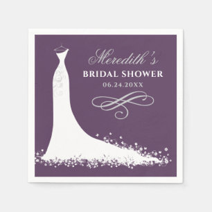 Elegant Plum Wedding Gown Bridal Shower Napkin