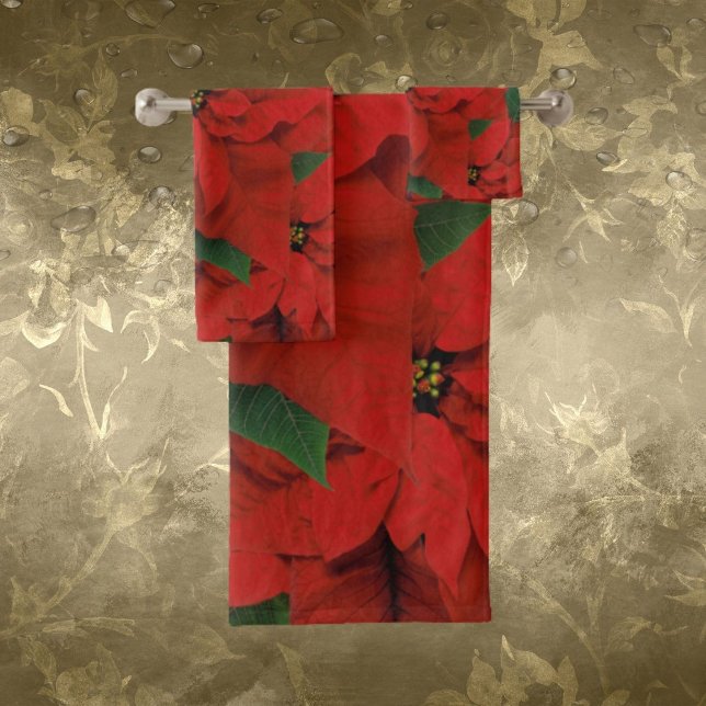 Elegant Poinsettia Bath Towel Set (Creator Uploaded)