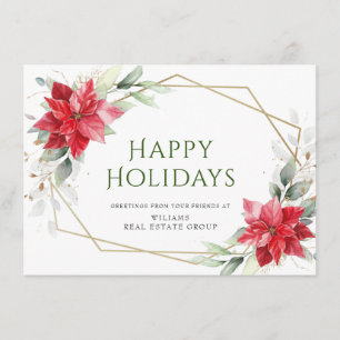 Elegant Poinsettia Christmas Corporate Greeting Holiday Card