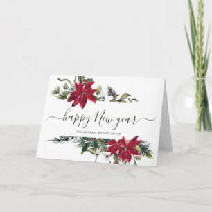 Elegant Poinsettia Christmas Corporate Greeting Holiday Card