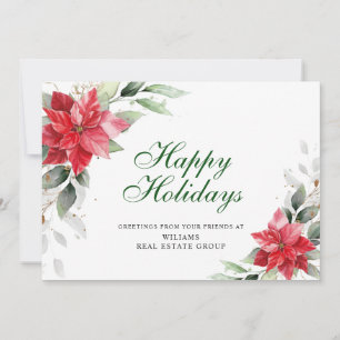 Elegant Poinsettia Christmas Corporate Greeting Holiday Card