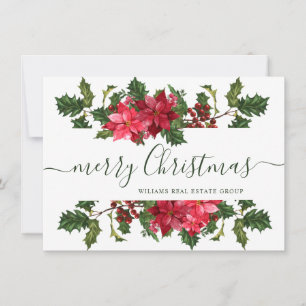 Elegant Poinsettia Christmas Corporate Greeting Holiday Card