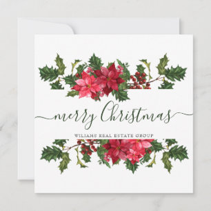 Elegant Poinsettia Christmas Corporate Greeting Holiday Card