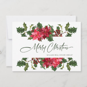 Elegant Poinsettia Christmas Corporate Greeting Holiday Card