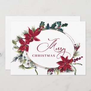 Elegant Poinsettia Christmas Corporate Greeting Holiday Card