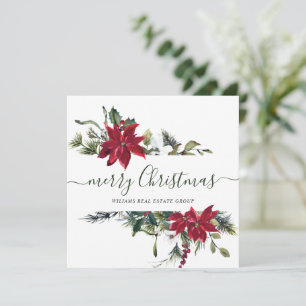 Elegant Poinsettia Christmas Corporate Greeting Holiday Card