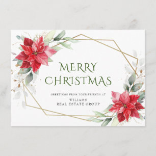 Elegant Poinsettia Christmas Corporate Greeting Holiday Card