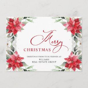 Elegant Poinsettia Christmas Corporate Greeting Holiday Card