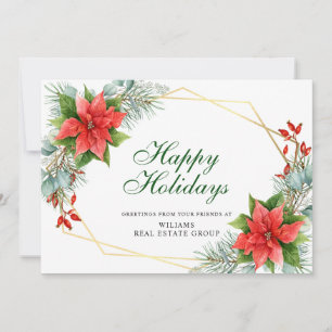 Elegant Poinsettia Christmas Corporate Greeting Holiday Card