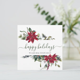 Elegant Poinsettia Christmas Corporate Greeting Holiday Card