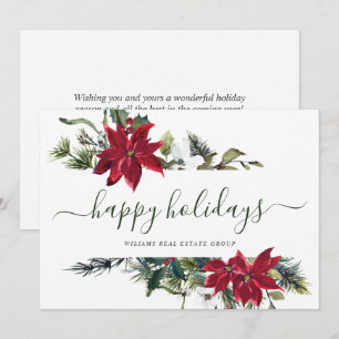 Elegant Poinsettia Christmas Corporate Greeting Holiday Card