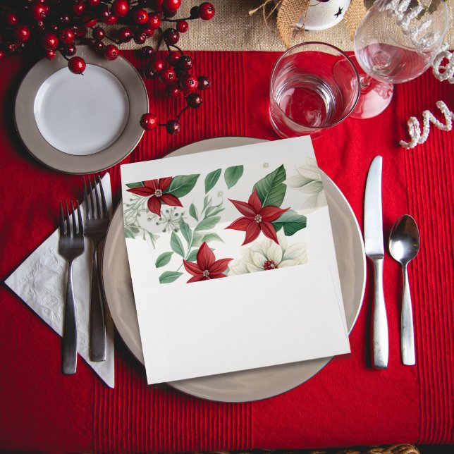 Elegant Poinsettia Christmas Envelope Liner (Creator Uploaded)