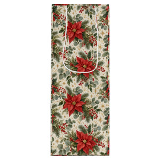 Elegant Poinsettia Christmas Pattern Wine Gift Bag