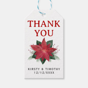 Elegant Poinsettia Christmas Thank You Gift Tags