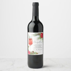 Elegant Poinsettia Cocktail Recipe Christmas Gift Wine Label